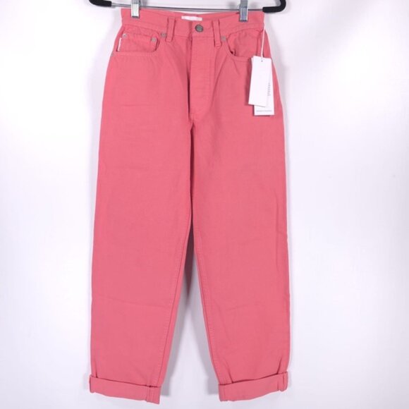 NWT BOYISH The Toby Straight Jeans Pretty Pink Tapered High Waist Button Fly 26 - Picture 4 of 16